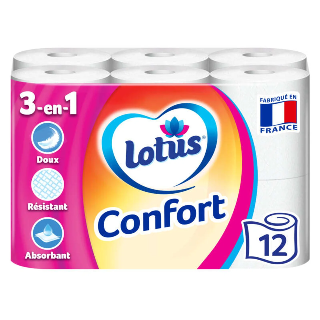 Lotus Papier Toilette Confort x12 (blanc ou rose)